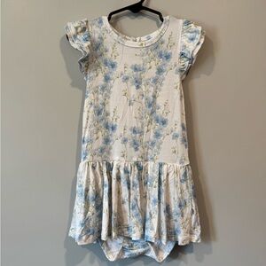 Bums & Rose Floral Blue and White Romper Dress